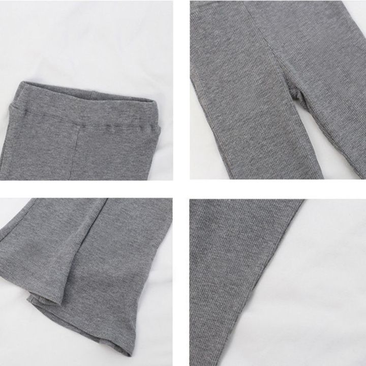 キッズファッション 女の子用リブ編みフレアパンツ