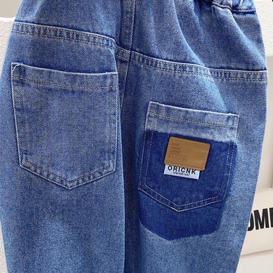 キッズファッション 子ども用ゆったりシルエット風合いデニムパンツ