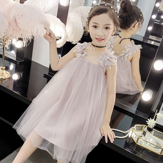 キッズファッション 花びらショルダー重ねふんわりチュール姫様ドレス