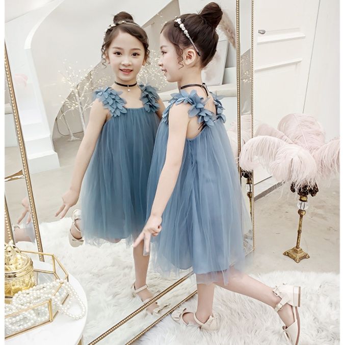 キッズファッション 花びらショルダー重ねふんわりチュール姫様ドレス