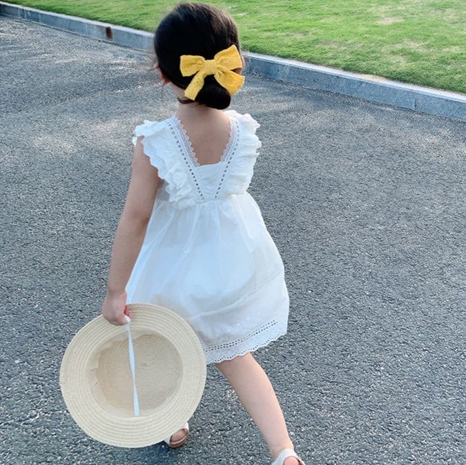 キッズファッション 天使の羽根レース袖なしワンピース