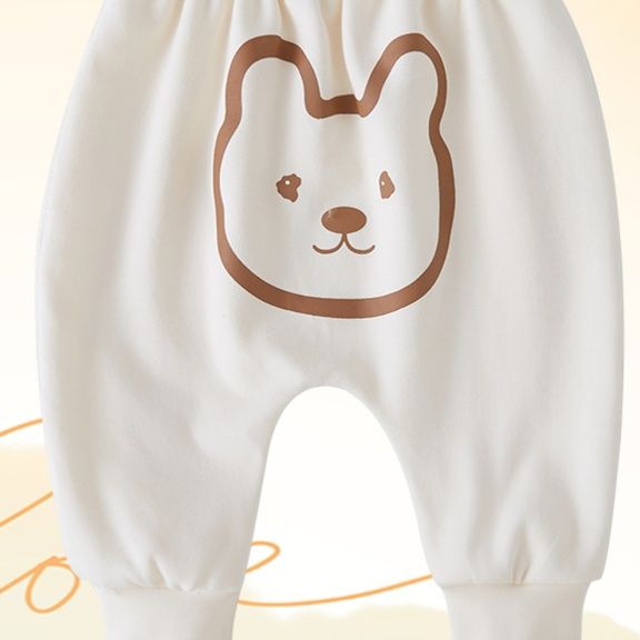 キッズファッション 可愛いくま顔プリント赤ちゃん用ゆったりパンツ