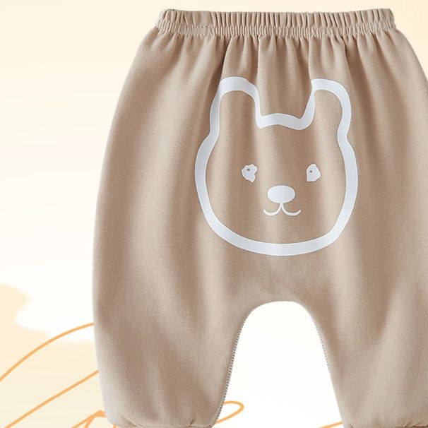 キッズファッション 可愛いくま顔プリント赤ちゃん用ゆったりパンツ
