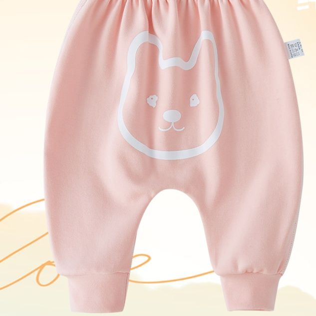 キッズファッション 可愛いくま顔プリント赤ちゃん用ゆったりパンツ
