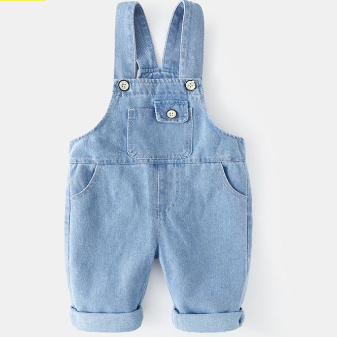 キッズファッション 子供用デニムサロペット可愛いポケット付きオーバーオール