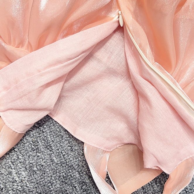 キッズファッション ふんわりリボン付き層重ねワンピース