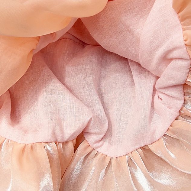 キッズファッション ふんわりリボン付き層重ねワンピース