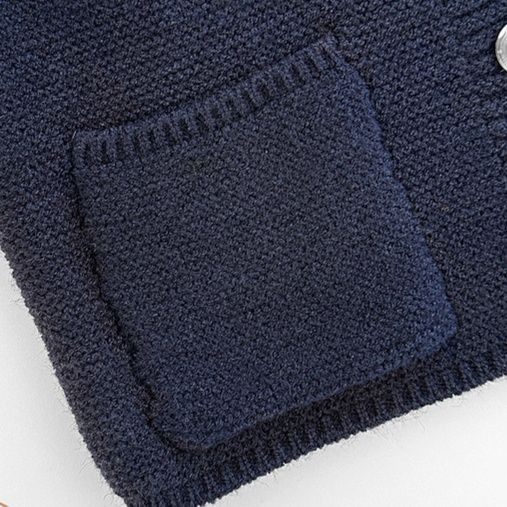 キッズファッション 襟付きリボン飾り長袖ニットカーディガン