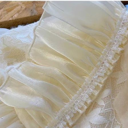 キッズファッション ふんわりフリル重ね長袖プリンセスワンピース