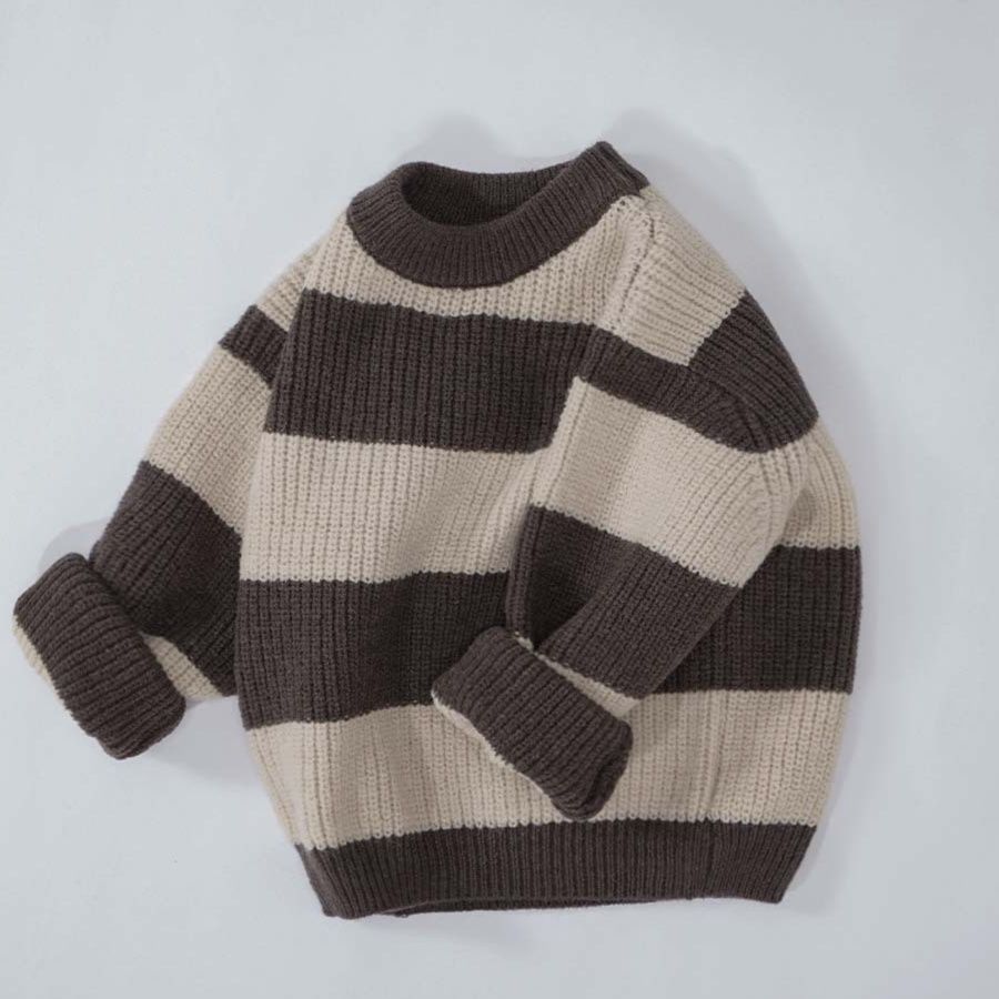 キッズファッション ふんわり太ボーダー長袖セーター