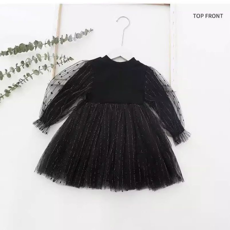 キッズファッション 星空きらめくチュールスリーブドレス