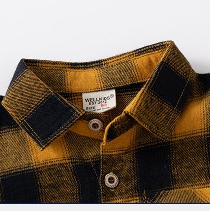 キッズファッション 男の子用チェック柄長袖シャツ