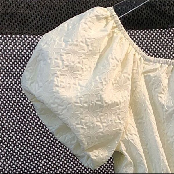 キッズファッション パフスリーブフラワー刺繍リボン付きプリンセスドレス