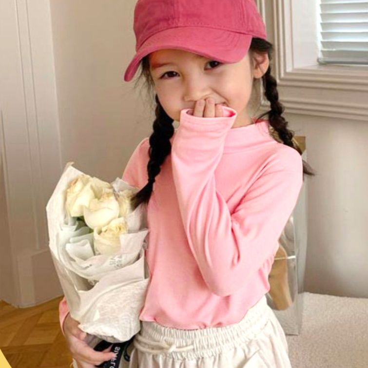 キッズファッション ニット　子供用シンプルモックネック長袖ニット