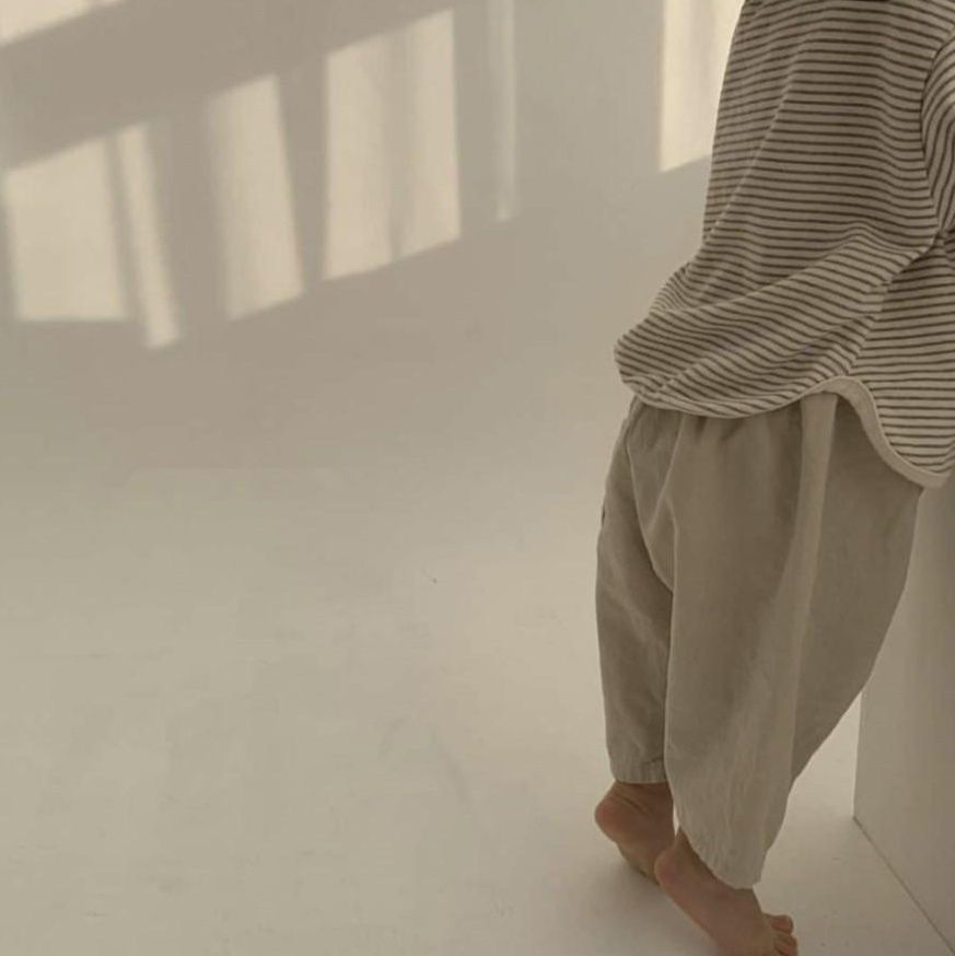 キッズファッション やさしいボーダー柄長袖Tシャツ