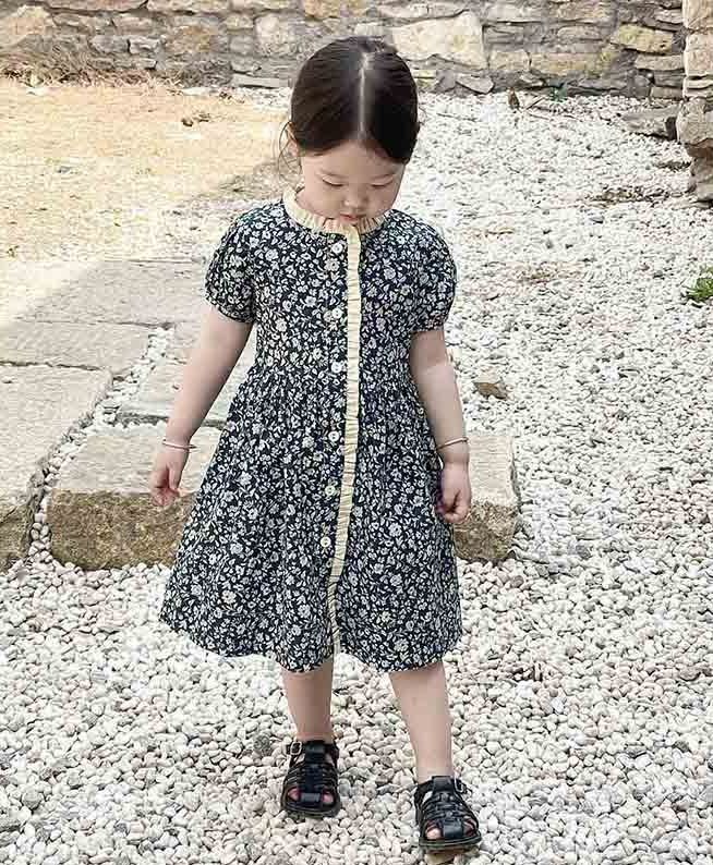 キッズファッション半袖小花柄 ワンピース