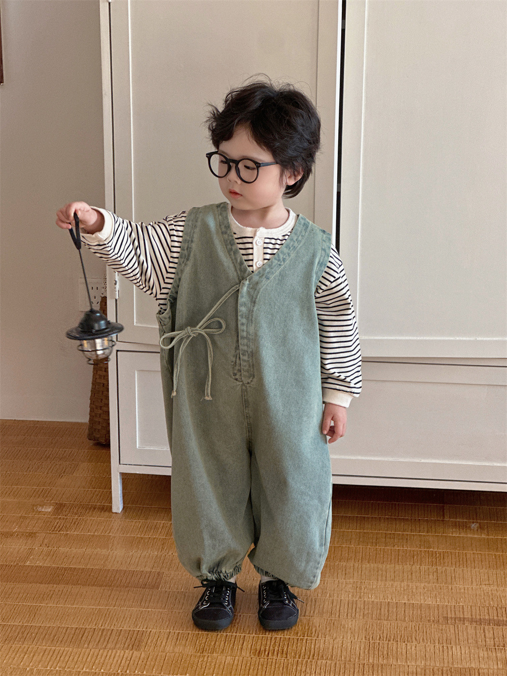 キッズファッション ふんわりサロペット風ワイドパンツ