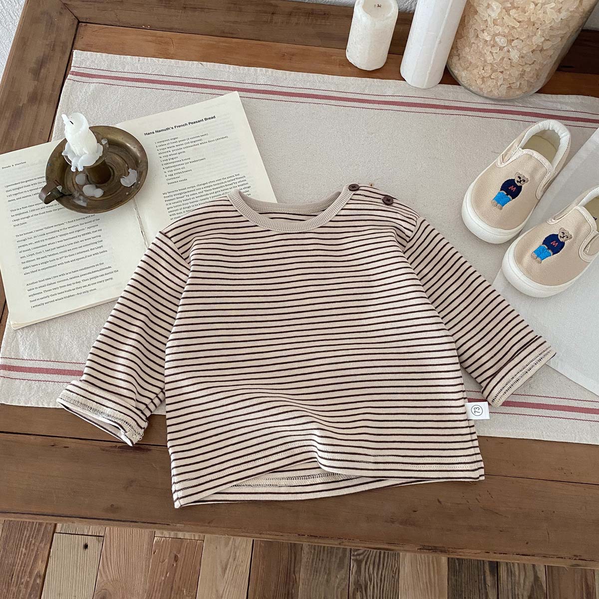 キッズファッション ナチュラルボーダー長袖Tシャツ