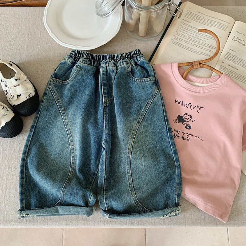 キッズファッション ゆったり着心地抜群デニム風ハーフパンツ
