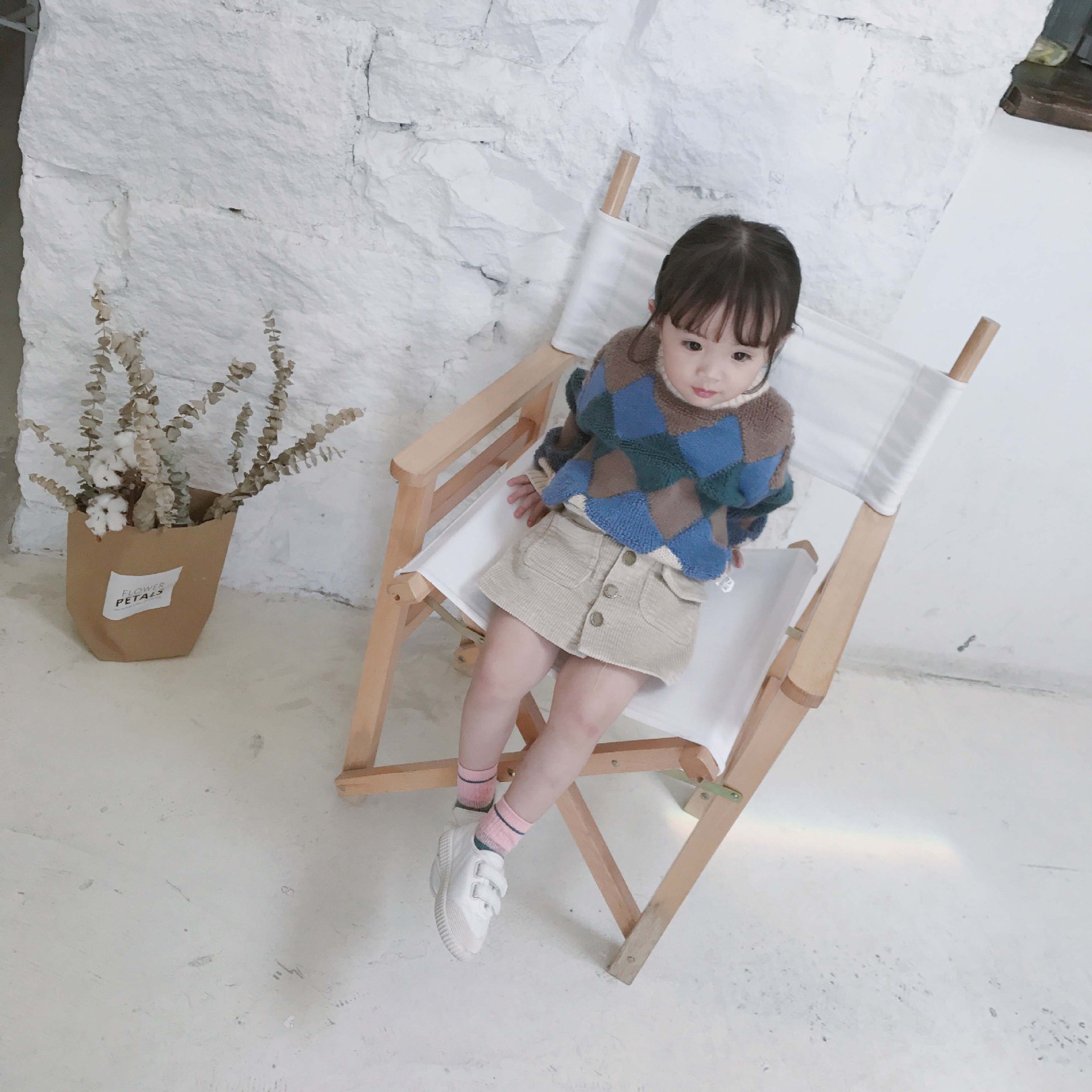 キッズファッション 幾何学模様がかわいいキッズ用長袖ニット