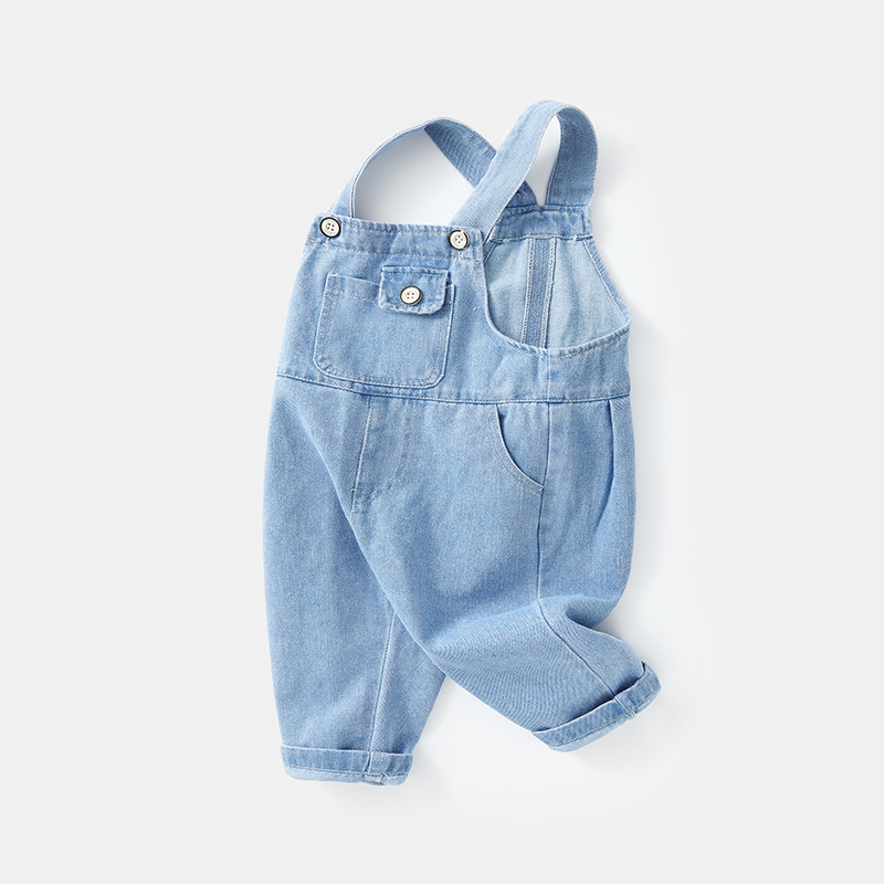 キッズファッション 子供用デニムサロペット可愛いポケット付きオーバーオール