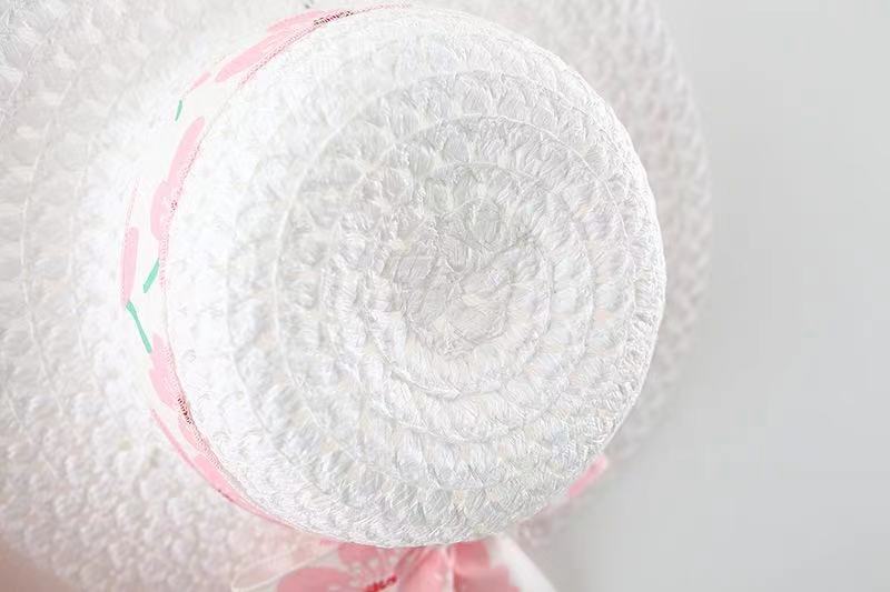 キッズファッション 花柄リボン付きノースリーブ帽子セットワンピース