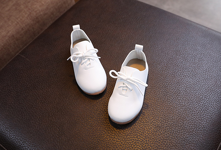 キッズファッション キッズ本革調レースアップシューズ