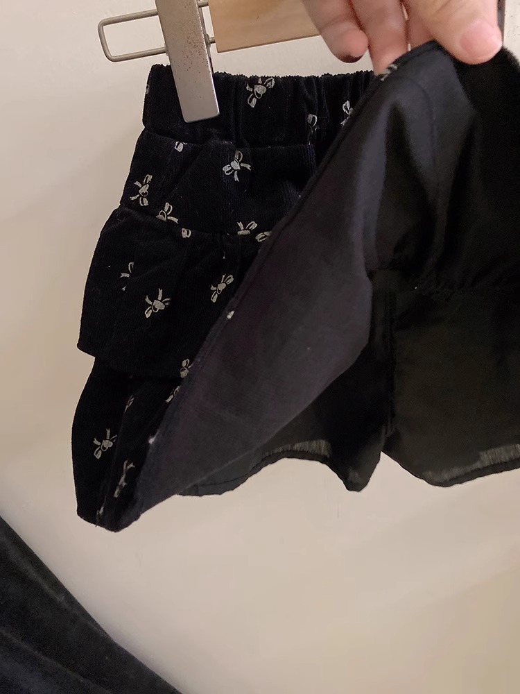 キッズファッション リボン装飾付き丸首カーディガンセット