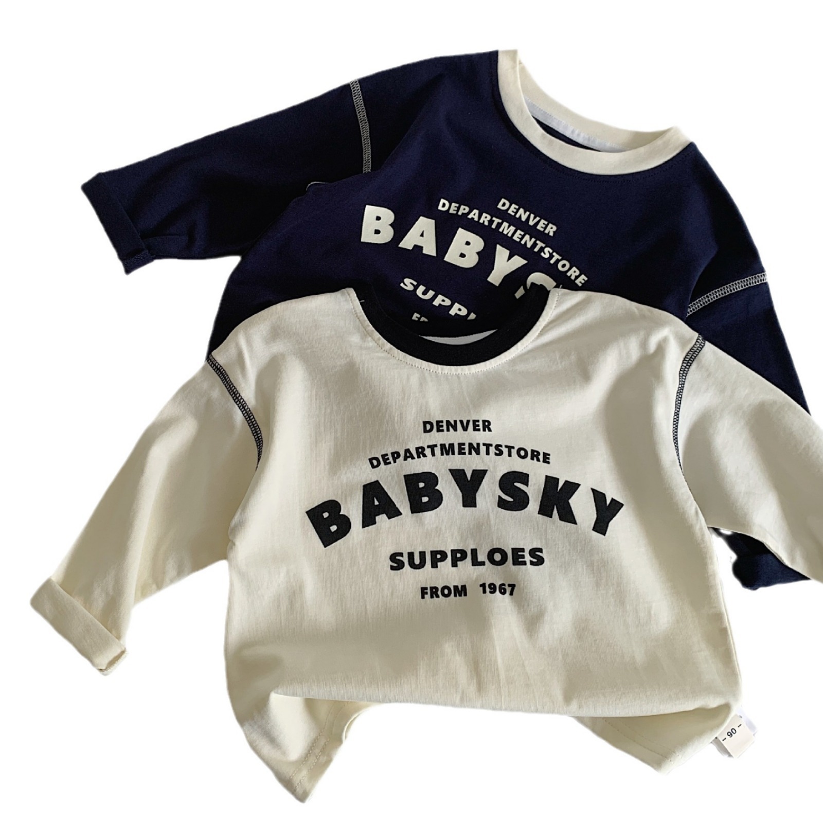 キッズファッション レトロロゴプリント長袖Tシャツ