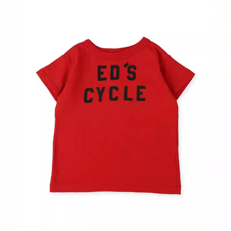 キッズファッション 象ワンポイント刺繍ナンバリング半袖Tシャツ