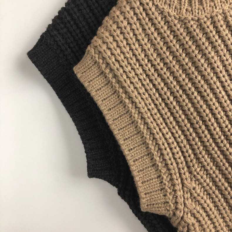 キッズファッション 子供用袖なしリブ編みニットベスト