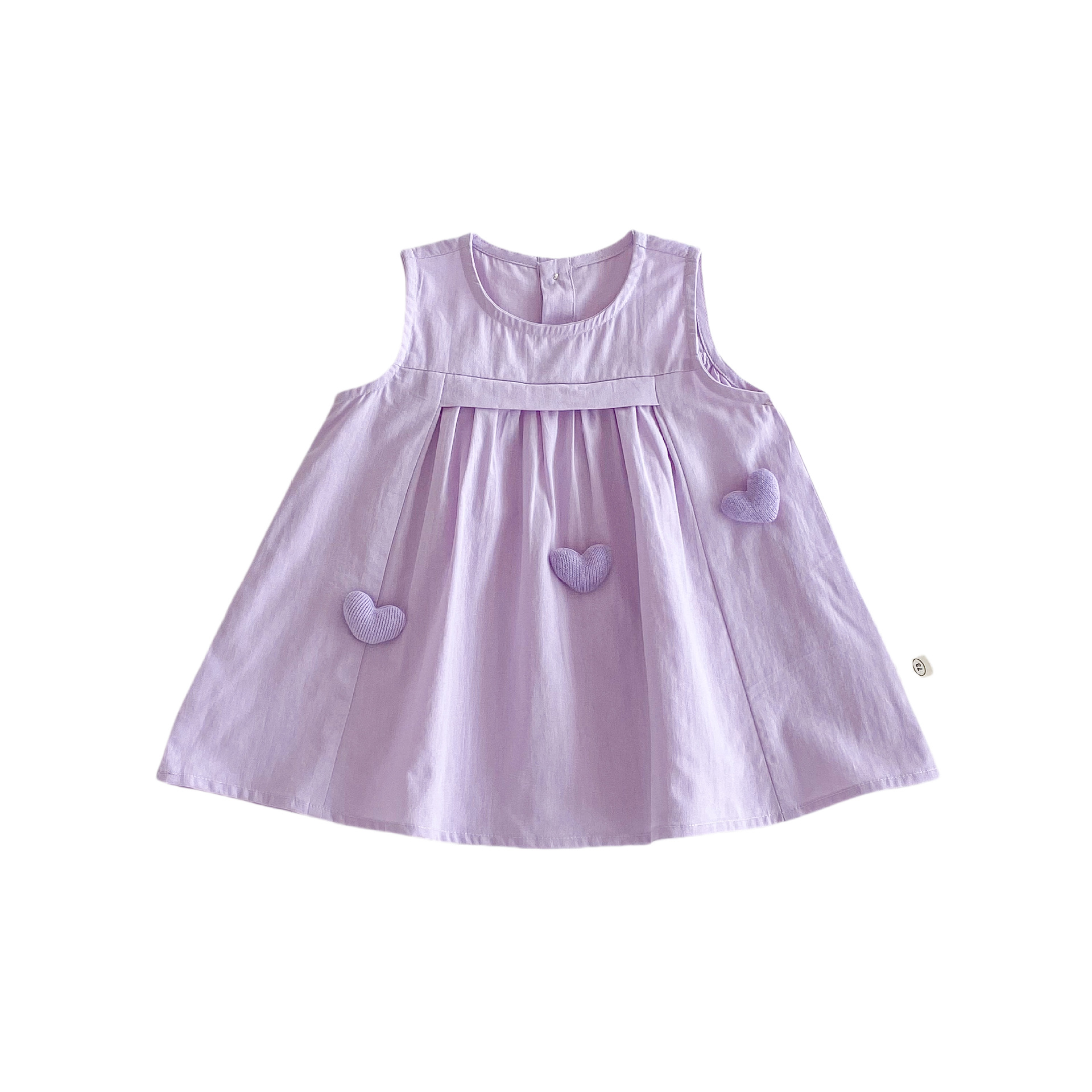 キッズファッション 愛らしいハート刺繍のノースリーブワンピース