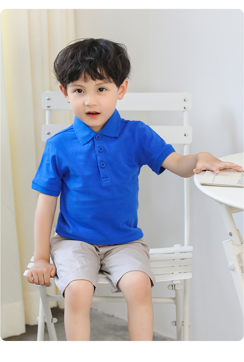 キッズファッション ベーシック襟付き半袖ポロシャツ