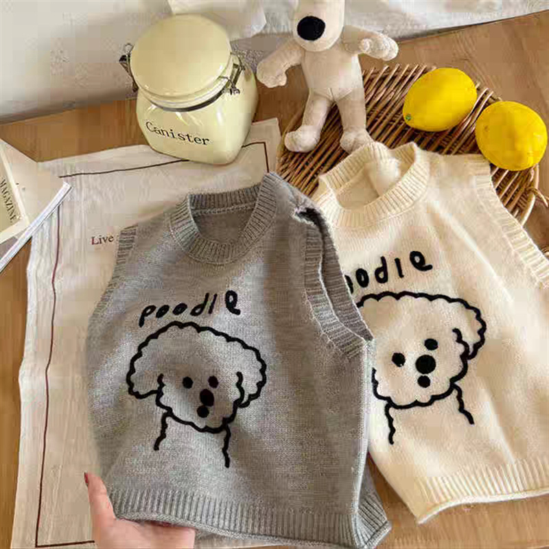 キッズファッション 愛らしいわんちゃん刺繍ベスト