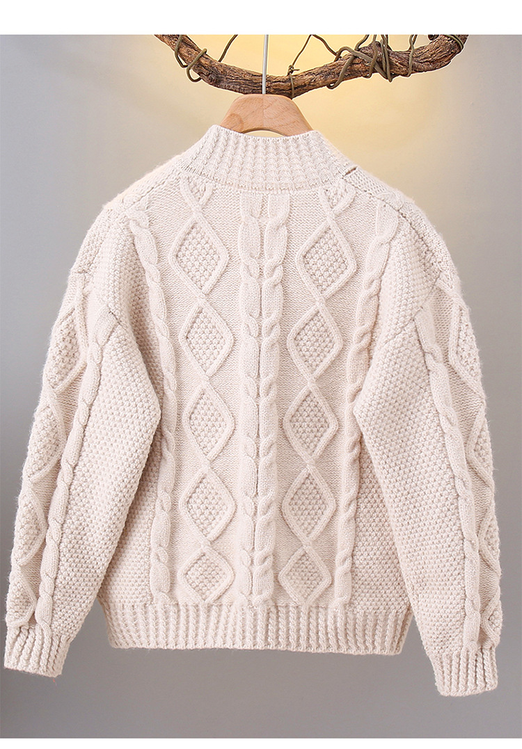 キッズファッション 立体ケーブル編みトグルボタンカーディガン