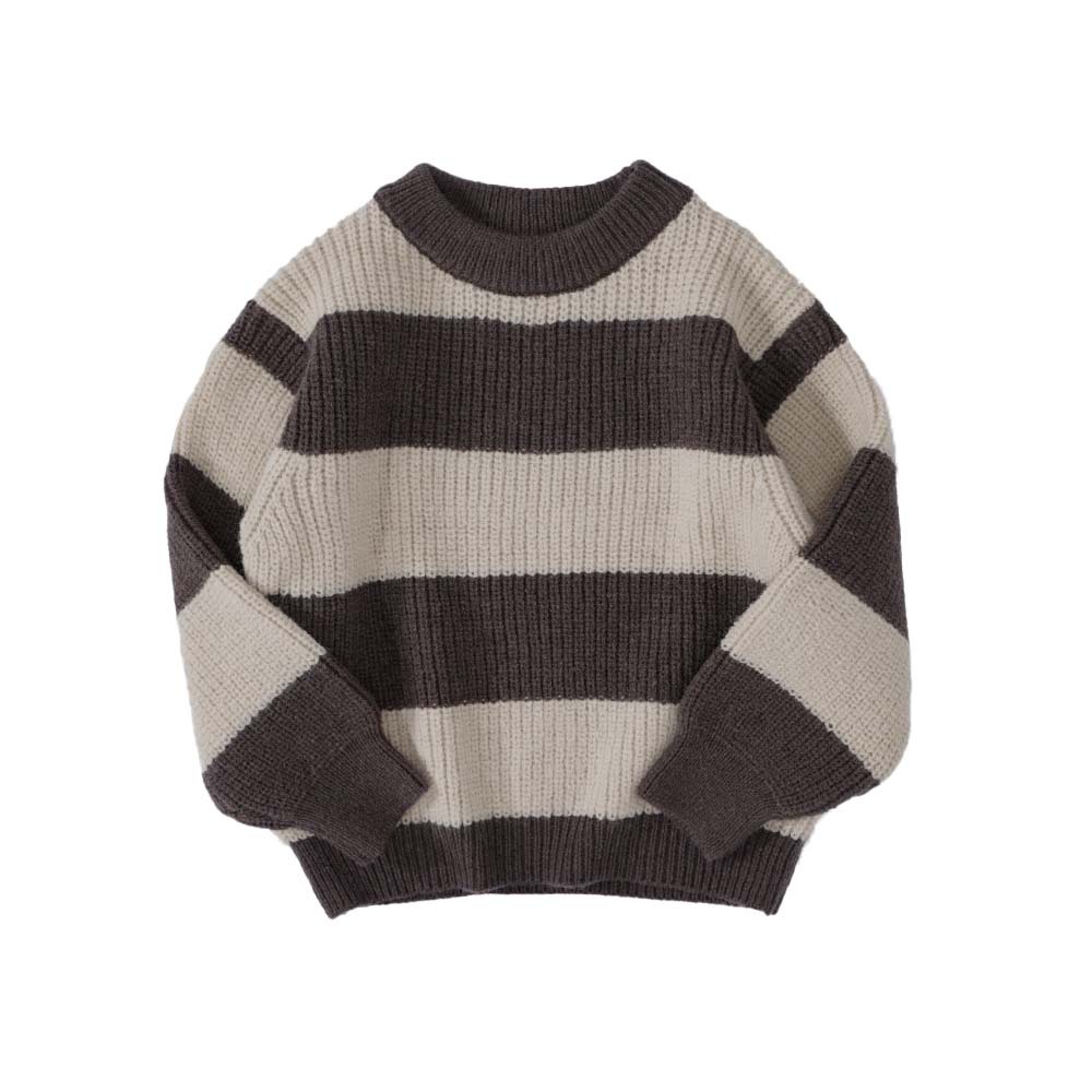キッズファッション ふんわり太ボーダー長袖セーター