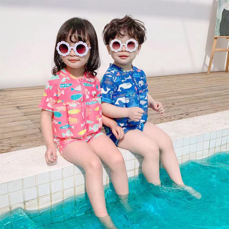 キッズファッション 海の仲間たち長袖水着上下組