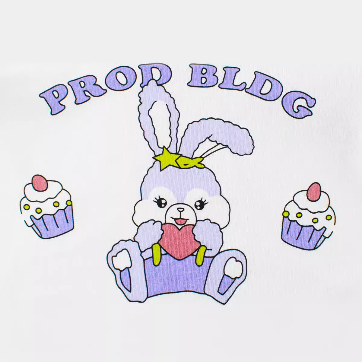 キッズファッション うさぎとカップケーキプリント長袖Tシャツ