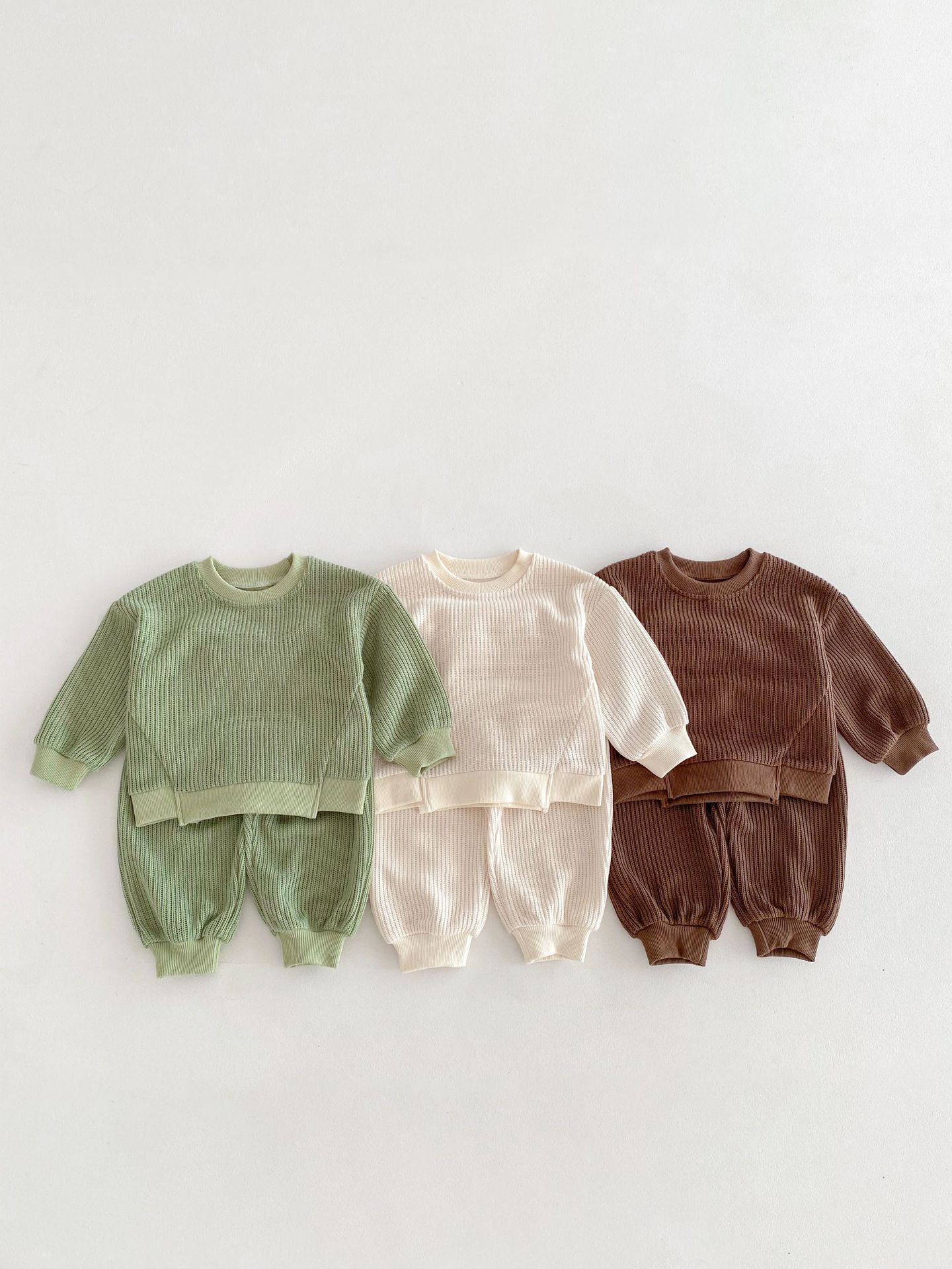 キッズファッション リブ編みセットアップニット上下セット