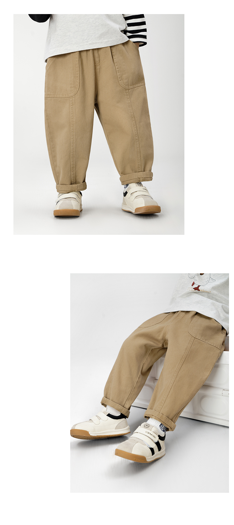 キッズファッション 子供用ゆったり裾折り返しワイドパンツ