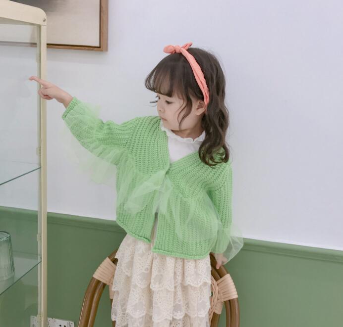 キッズファッション 秋冬女の子用防寒ニットカーディガン