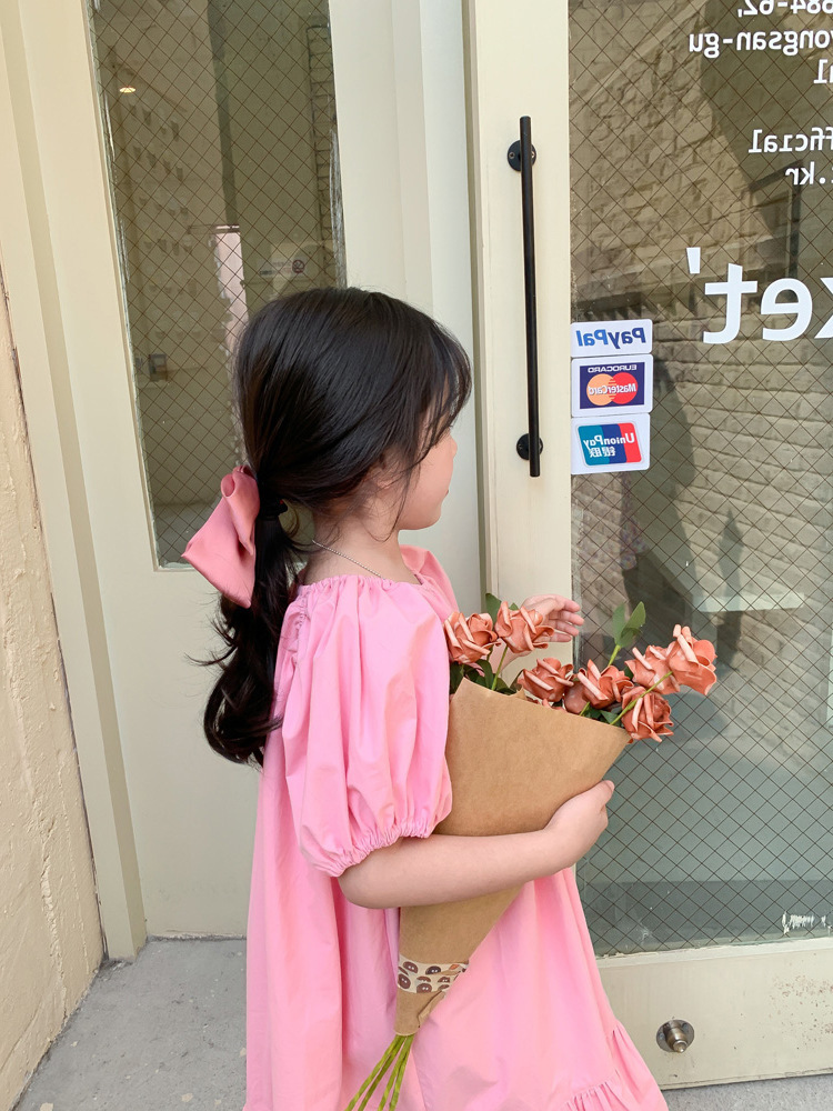 キッズファッション 肩見せパフスリーブ裾フリル姫様ワンピース