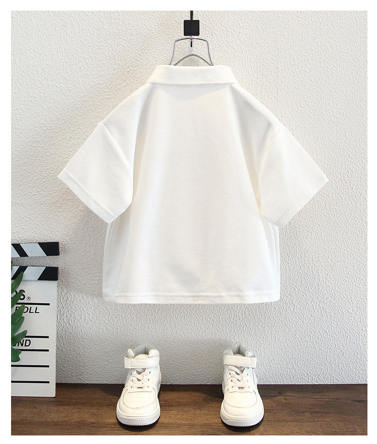 キッズファッション 胸ポケット付きボタン襟半袖シャツ