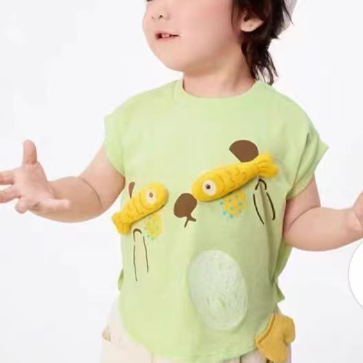 キッズファッション 可愛い動物フェイス半袖Tシャツ
