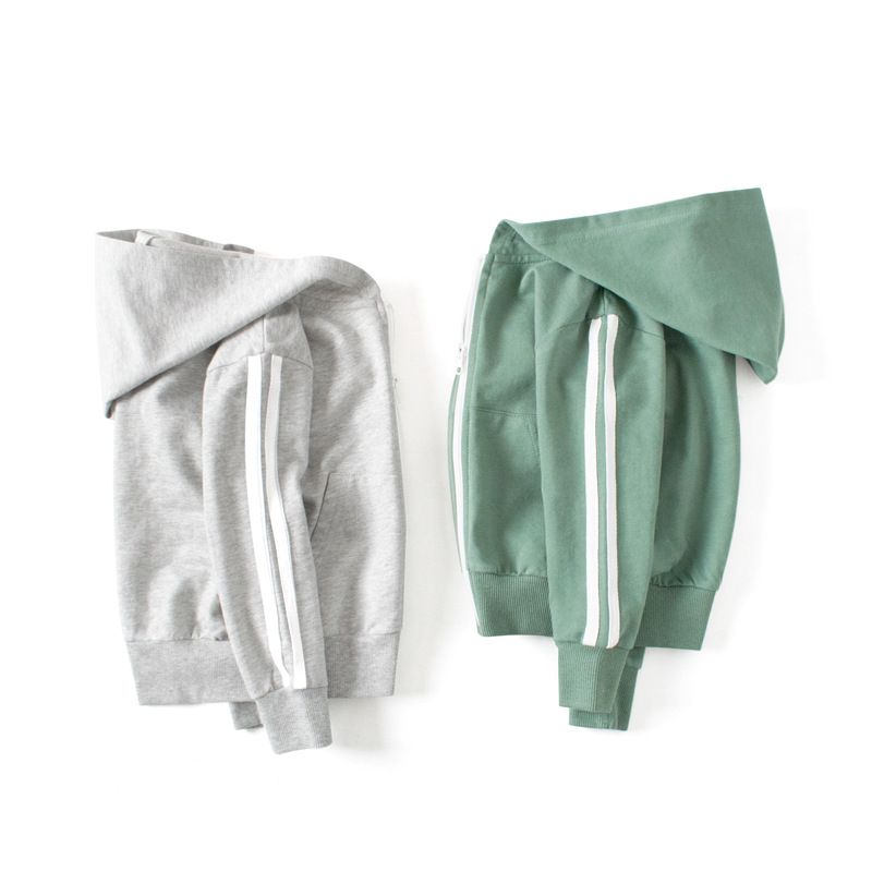 キッズファッション 袖ライン入りジップアップパーカートレーナー