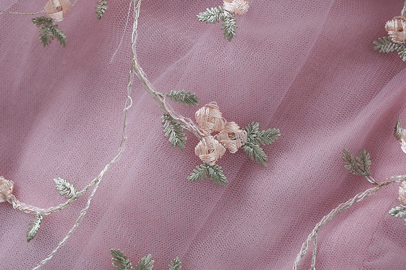 キッズファッション 花刺繍チュール長袖プリンセスドレス