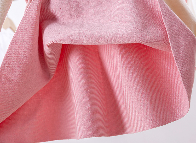 キッズファッション 花飾り付きニット重ね着風長袖ワンピース