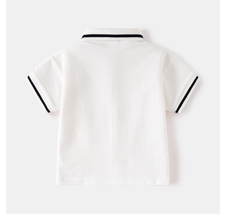 キッズファッション くまの刺繍入り襟ラインポロシャツ