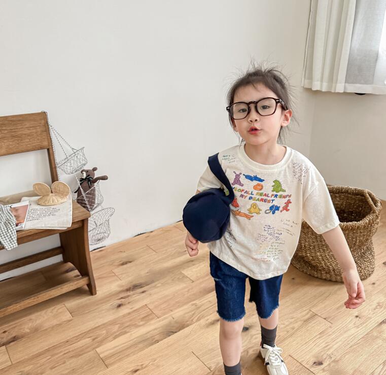 キッズファッション 女の子向け韓国風半袖シャツ 夏服子供服