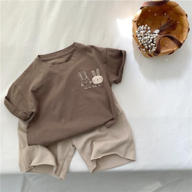 キッズファッション 仲良しうさぎプリント半袖Tシャツ